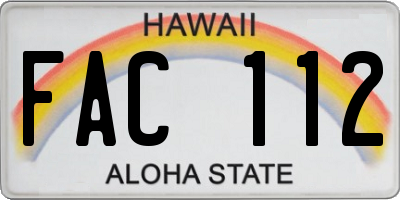 HI license plate FAC112