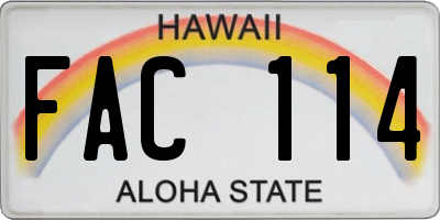HI license plate FAC114