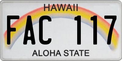 HI license plate FAC117