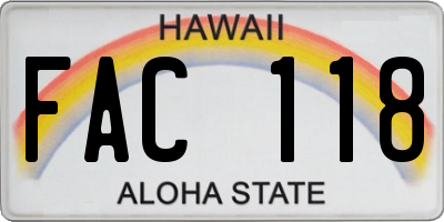 HI license plate FAC118