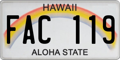 HI license plate FAC119