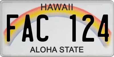 HI license plate FAC124