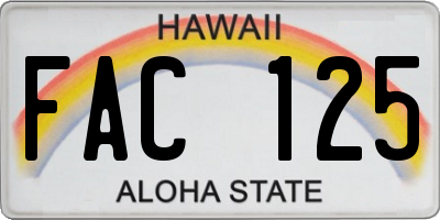 HI license plate FAC125