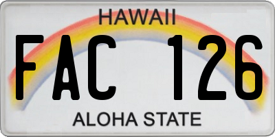 HI license plate FAC126