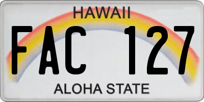 HI license plate FAC127