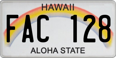 HI license plate FAC128