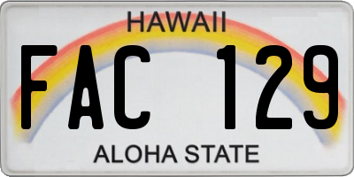 HI license plate FAC129