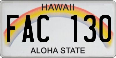 HI license plate FAC130