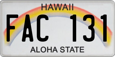 HI license plate FAC131