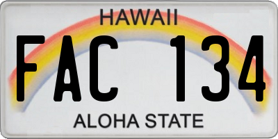 HI license plate FAC134