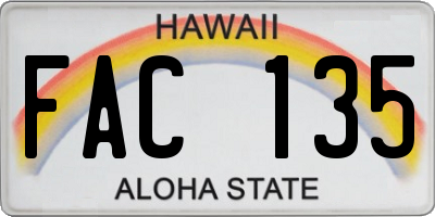 HI license plate FAC135