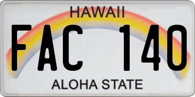 HI license plate FAC140