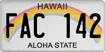 HI license plate FAC142