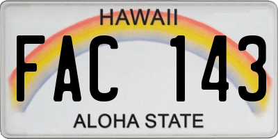 HI license plate FAC143