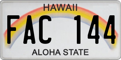 HI license plate FAC144