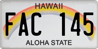 HI license plate FAC145