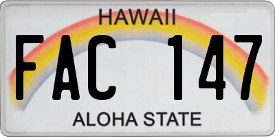 HI license plate FAC147