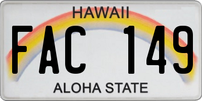 HI license plate FAC149