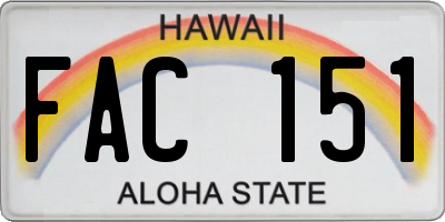 HI license plate FAC151