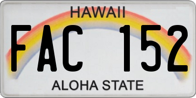 HI license plate FAC152