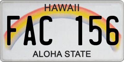 HI license plate FAC156