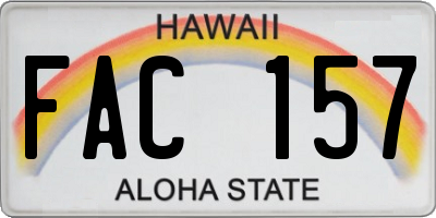 HI license plate FAC157