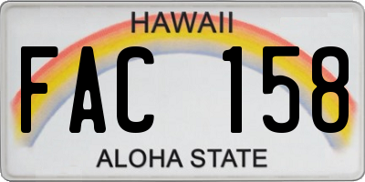 HI license plate FAC158