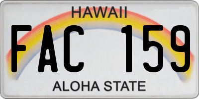 HI license plate FAC159