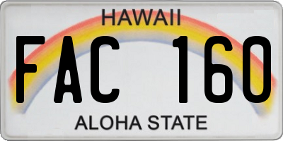 HI license plate FAC160