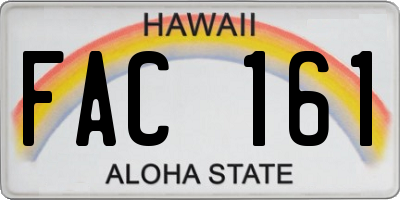 HI license plate FAC161