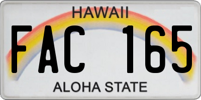 HI license plate FAC165