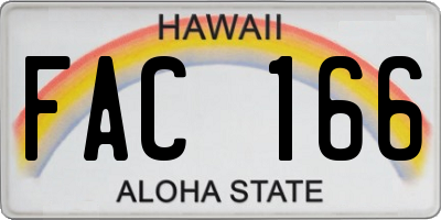 HI license plate FAC166