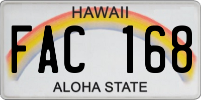 HI license plate FAC168