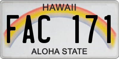 HI license plate FAC171