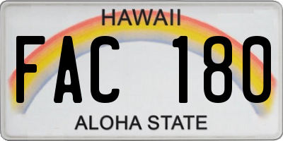 HI license plate FAC180