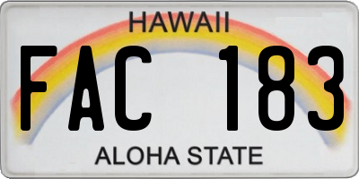 HI license plate FAC183