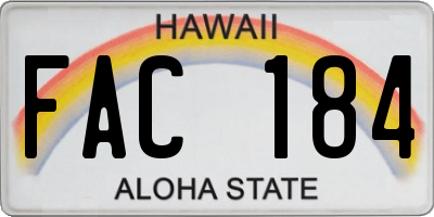 HI license plate FAC184