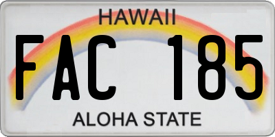 HI license plate FAC185
