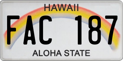 HI license plate FAC187