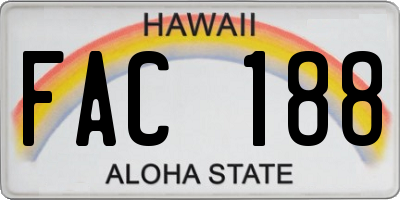 HI license plate FAC188