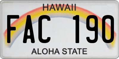 HI license plate FAC190