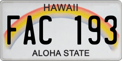 HI license plate FAC193