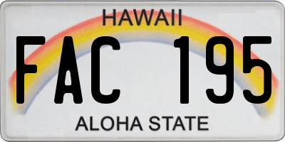 HI license plate FAC195