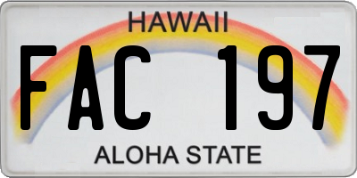 HI license plate FAC197