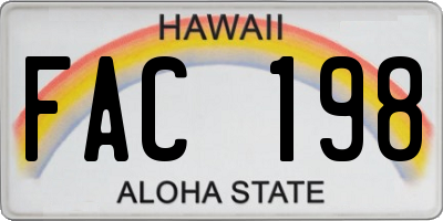 HI license plate FAC198