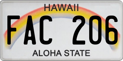 HI license plate FAC206