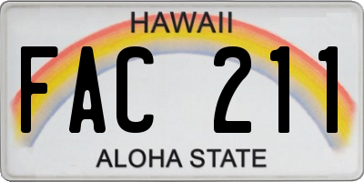 HI license plate FAC211