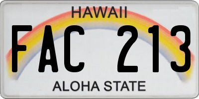 HI license plate FAC213