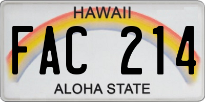 HI license plate FAC214