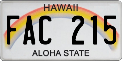 HI license plate FAC215